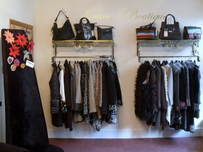 Stylish Autumn/Winter Coats on display in Graces Boutique.