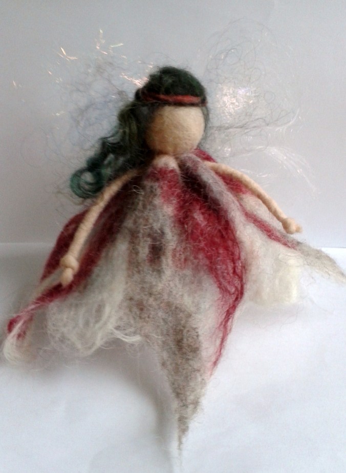 Wet felted fairy.