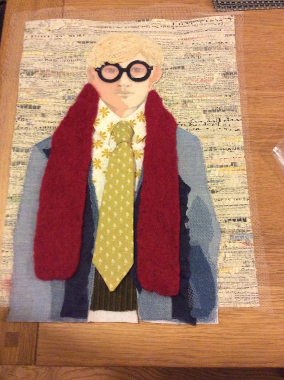 A felted scarf and he's nearly done!