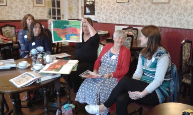 Work in progress....it's easy to see the Hockney influence in this colourful mini quilt.