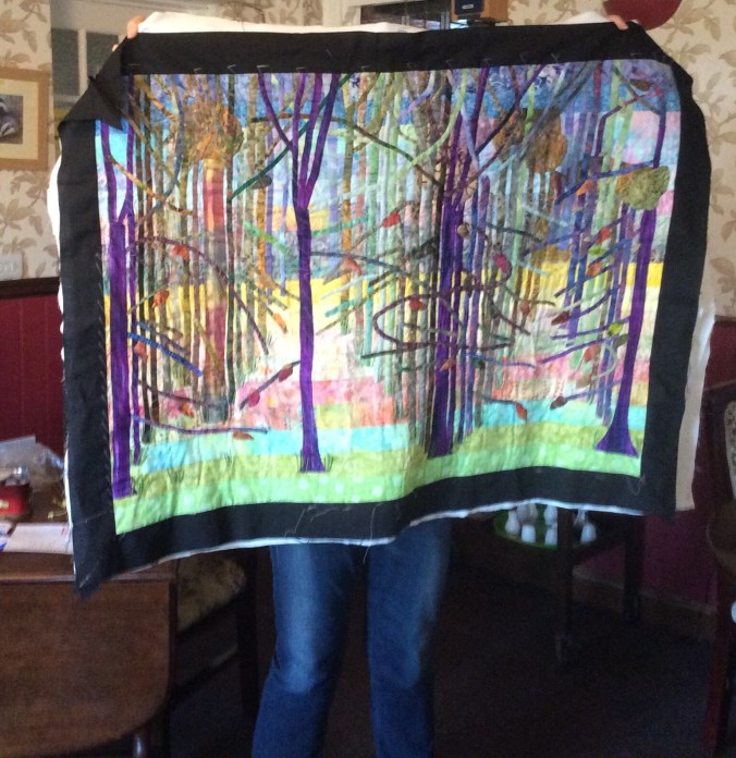 Jean's quilt is inspired by Hockney's Woldgate Woods.