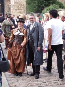 Steampunk couple photographed in Castle Square