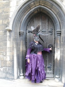 Mysterious woman lingering in the doorway.