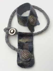 Necklace and Cuff set made from grey Merino
