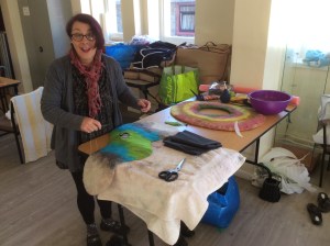 Mandy working on her two experimental pieces