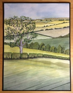 Art quilt depicting the Lincolnshire Wolds landscape