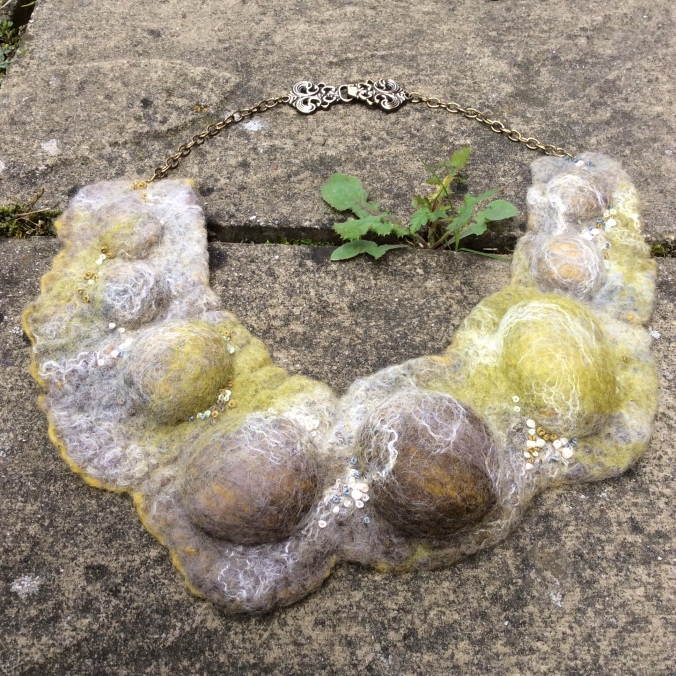 Wet Felted Pebble Necklace