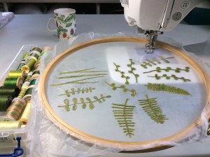 Making weeds using free motion embroidery